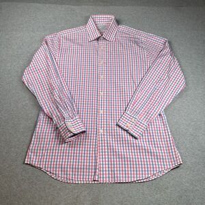 Charles Tyrwhitt Pink Blue Check Slim Fit Dress Shirt 16/34 Men's Cotton